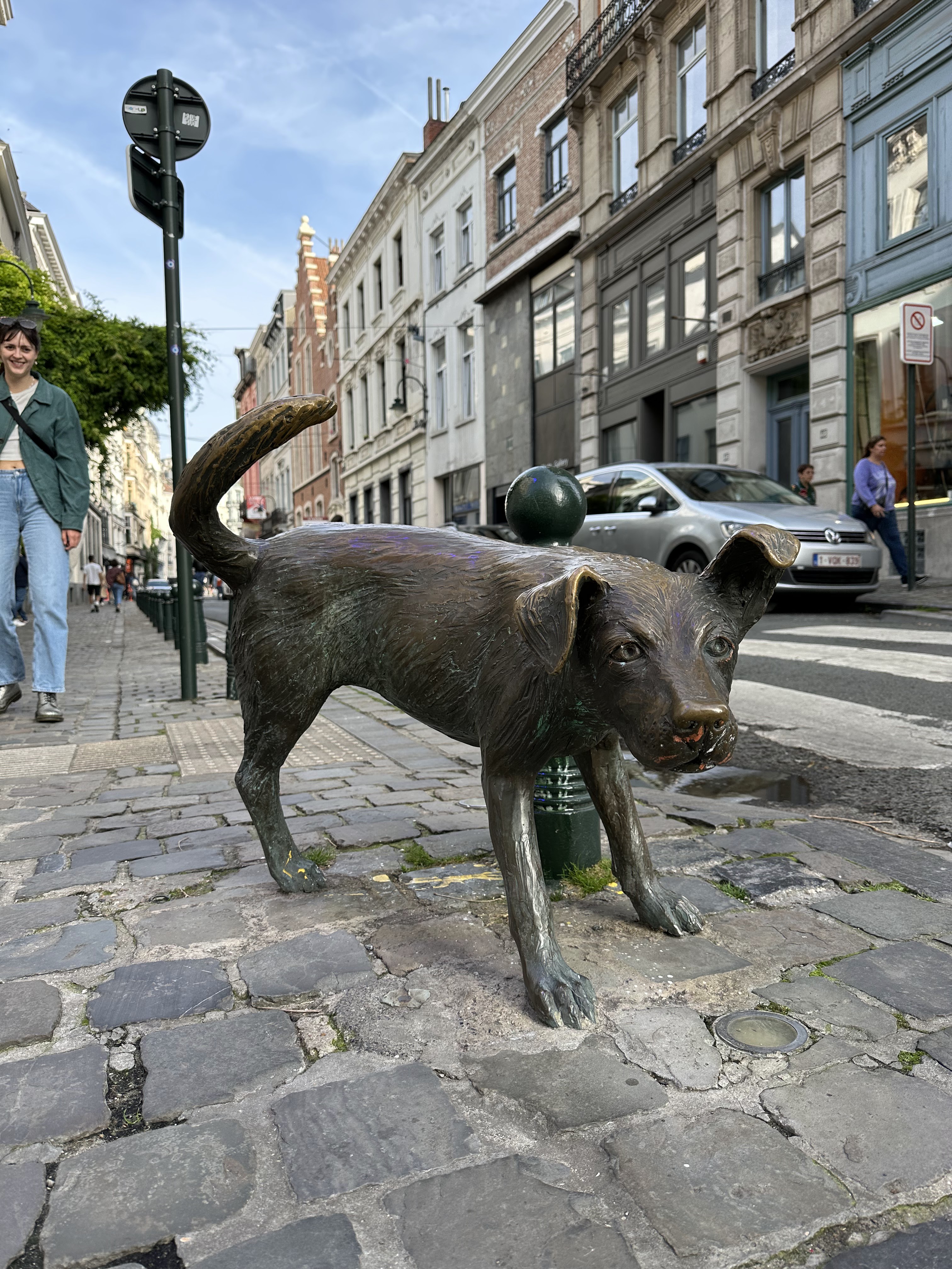 Straatbeeld van de Kartuizersstraat met Het Zinneke in Brussel